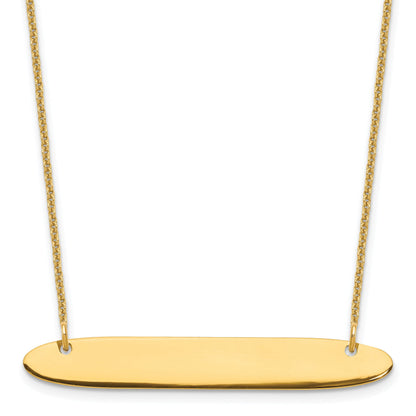14K Yellow Gold Medium Oblong Blank Bar Necklace