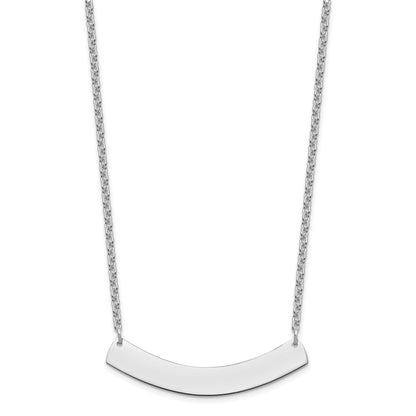 Sterling Silver Silver/Rhodium Plated Medium Curved Blank Bar Necklace