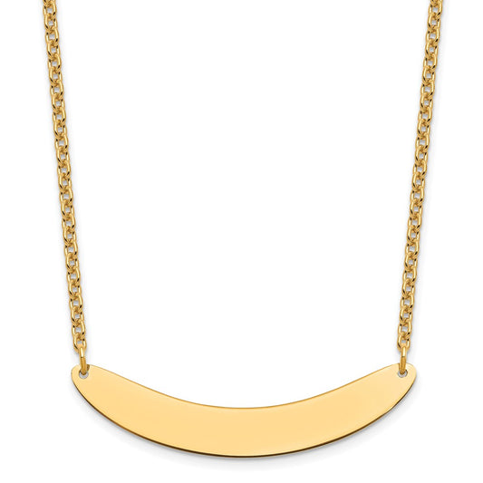 Gold Plated Sterling Silver/Gold Medium Curved Blank Bar Necklace