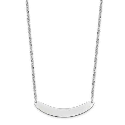 Sterling Silver Silver/Rhod Plated Medium Curved Blank Bar Necklace