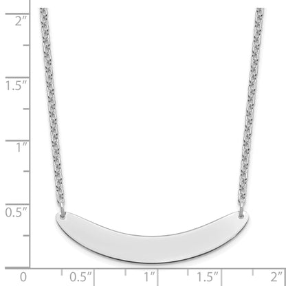 Sterling Silver Silver/Rhod Plated Medium Curved Blank Bar Necklace