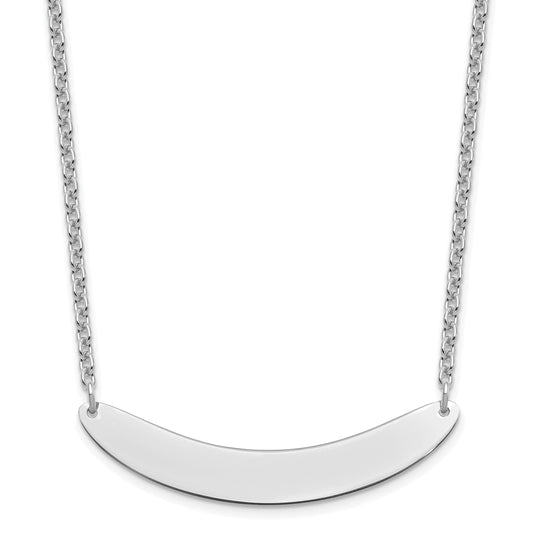 Sterling Silver Silver/Rhod Plated Medium Curved Blank Bar Necklace