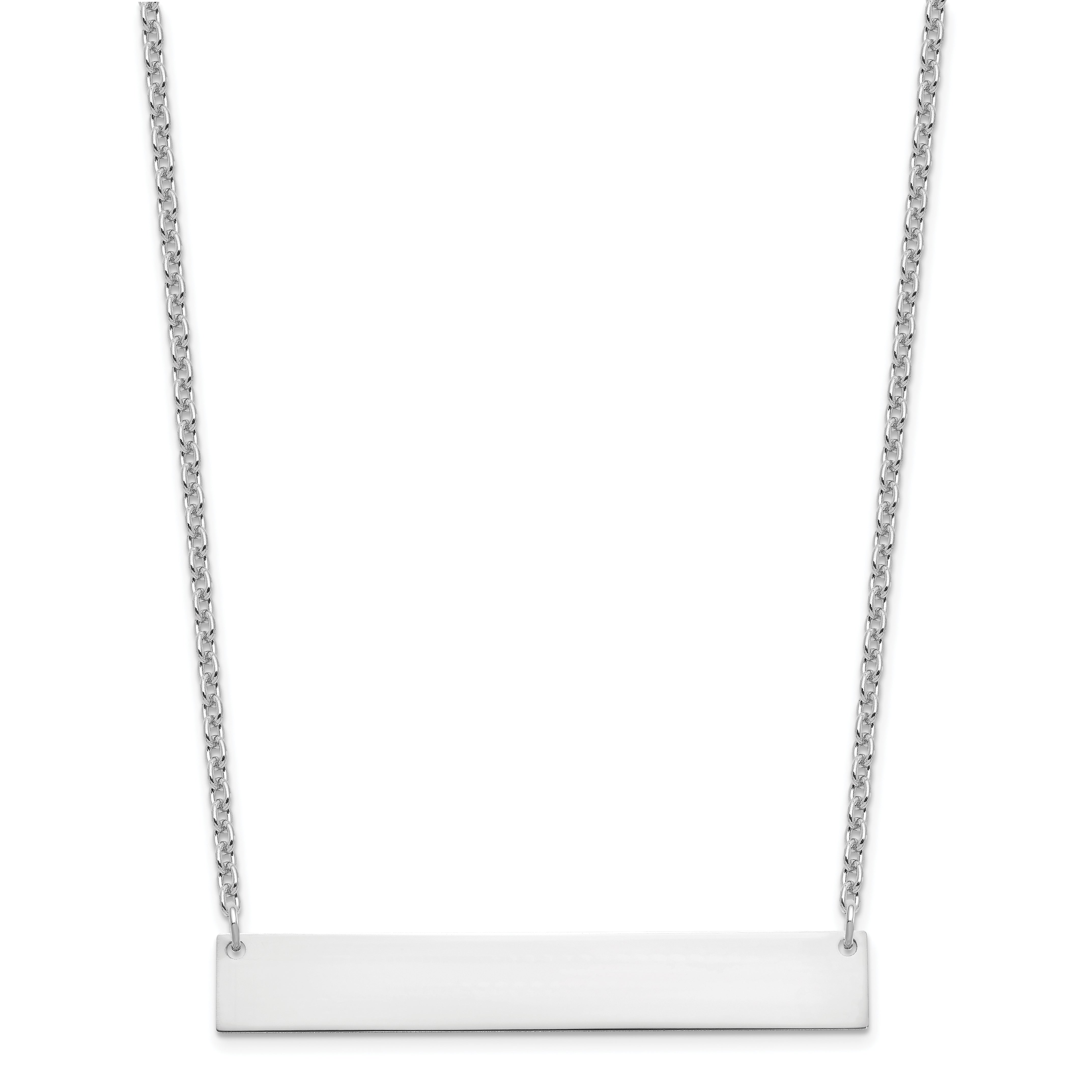 Sterling Silver Silver/Rhodium Plated Large Blank Bar Necklace