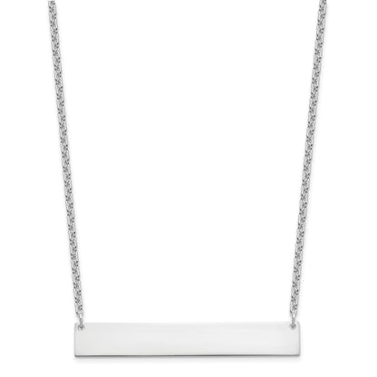 Sterling Silver Silver/Rhodium Plated Large Blank Bar Necklace