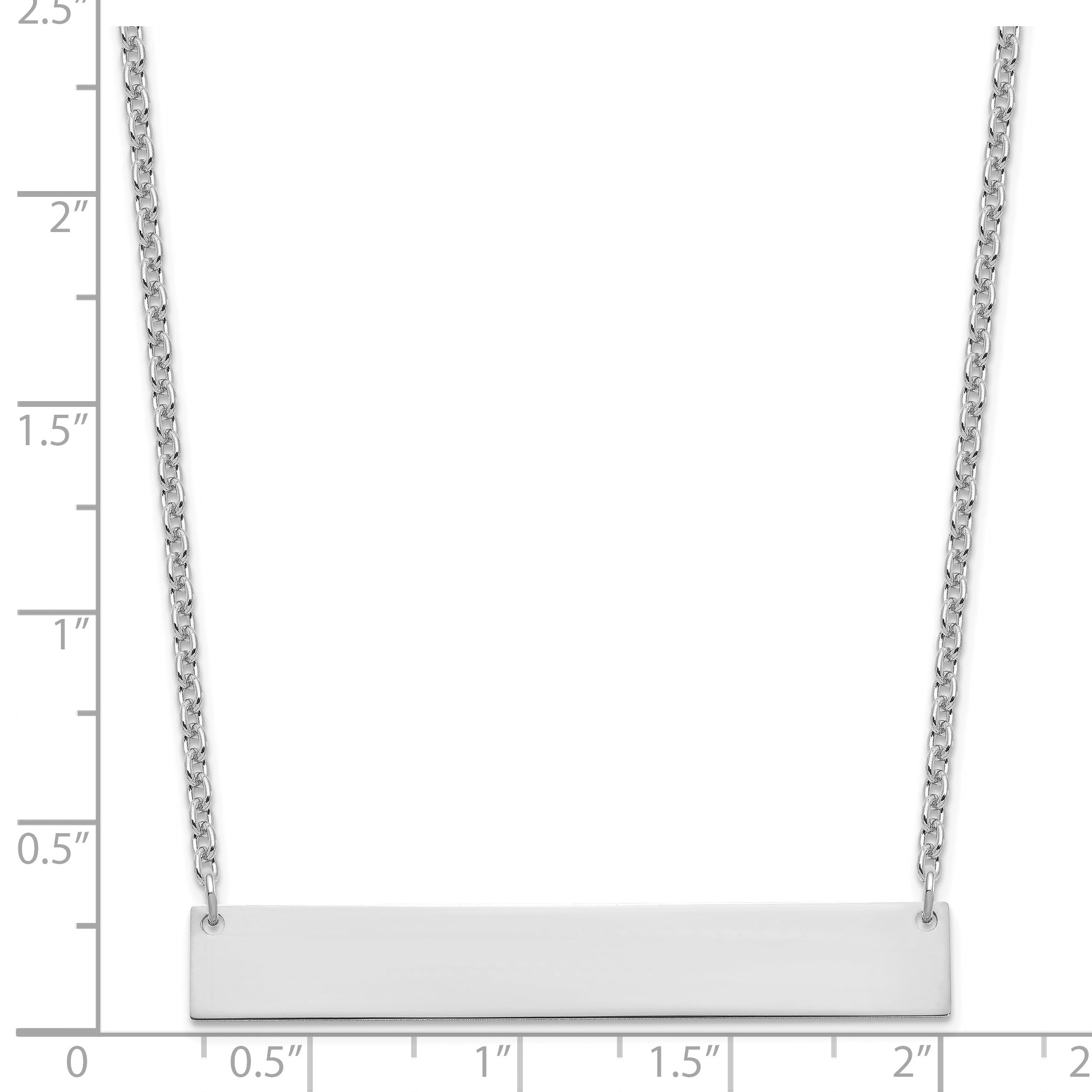Sterling Silver Silver/Rhodium Plated Large Blank Bar Necklace