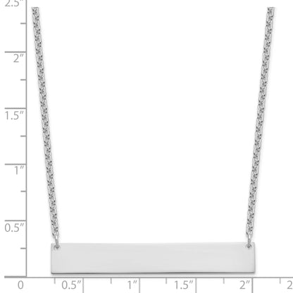 Sterling Silver Silver/Rhodium Plated Large Blank Bar Necklace