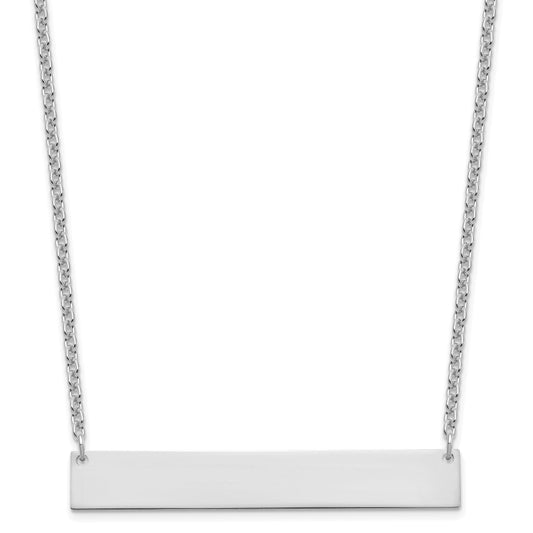 Sterling Silver Silver/Rhodium Plated Large Blank Bar Necklace