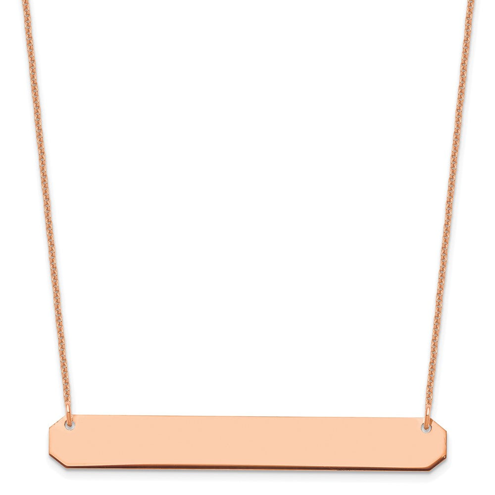 14K Rose Gold Large Blank Bar Necklace