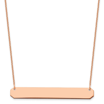 14K Rose Gold Large Blank Bar Necklace