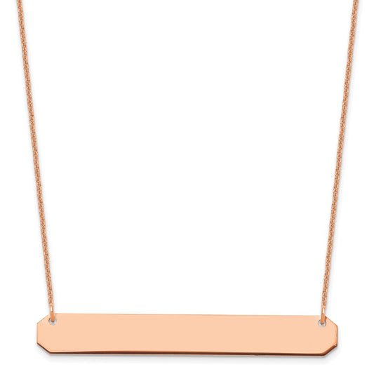 14K Rose Gold Large Blank Bar Necklace