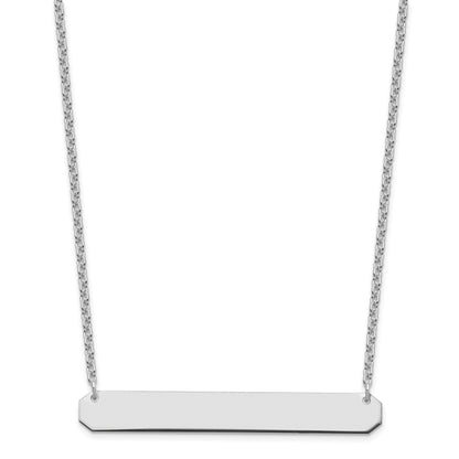 Sterling Silver Silver/Rhodium Plated Large Blank Bar Necklace