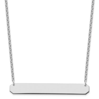 Sterling Silver Silver/Rhodium Plated Large Blank Bar Necklace