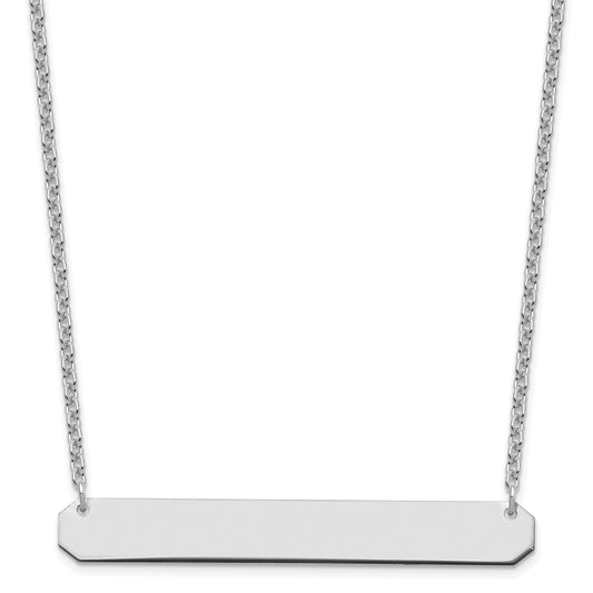 Sterling Silver Silver/Rhodium Plated Large Blank Bar Necklace
