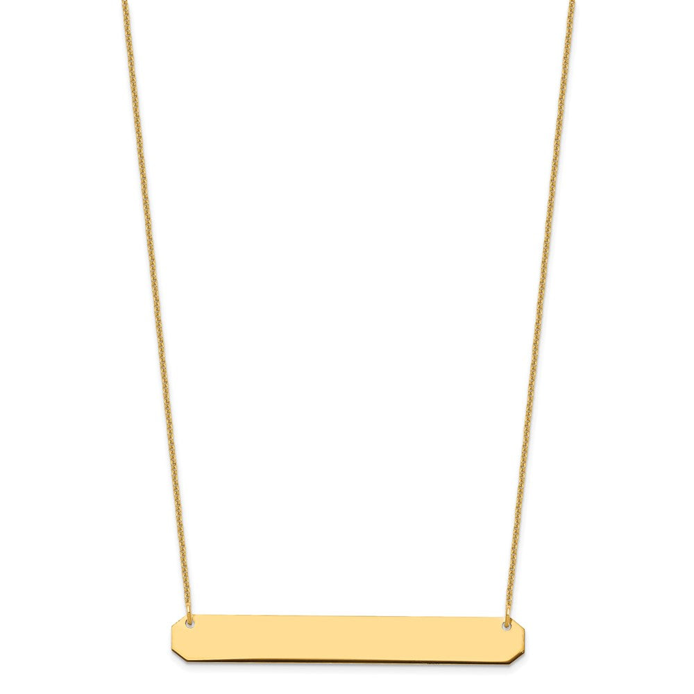 14K Yellow Gold Large Blank Bar Necklace