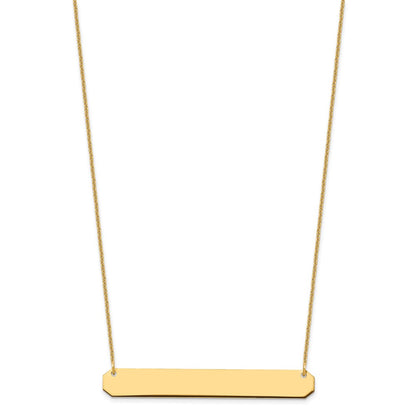 14K Yellow Gold Large Blank Bar Necklace