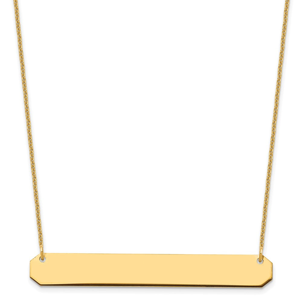 14K Yellow Gold Large Blank Bar Necklace