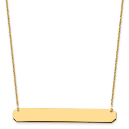 14K Yellow Gold Large Blank Bar Necklace