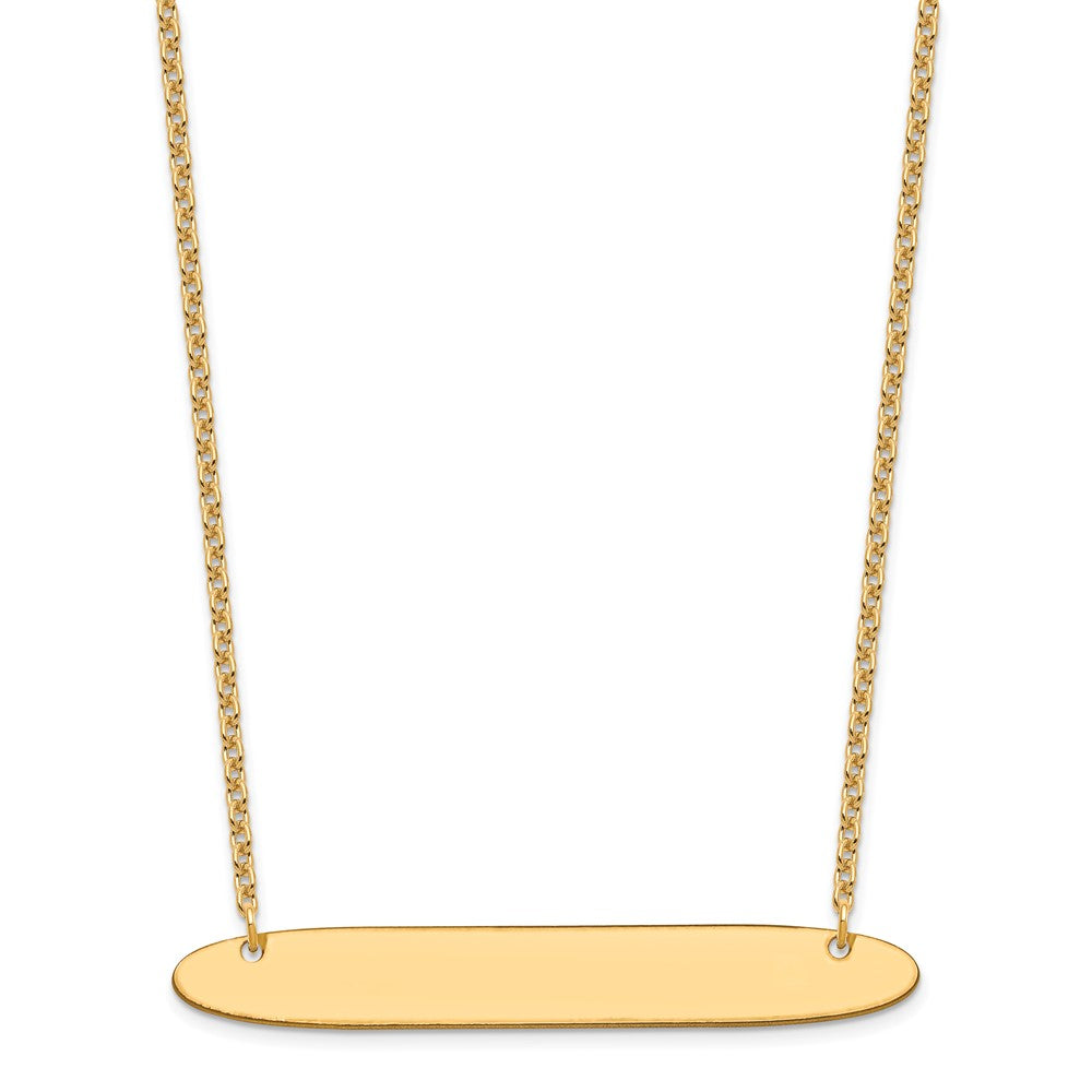 Gold Plated Sterling Silver/Gold Large Oblong Blank Bar Necklace
