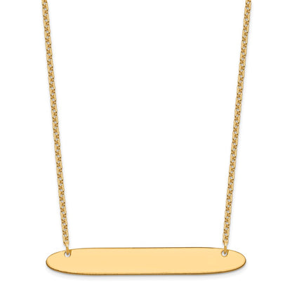 Gold Plated Sterling Silver/Gold Large Oblong Blank Bar Necklace