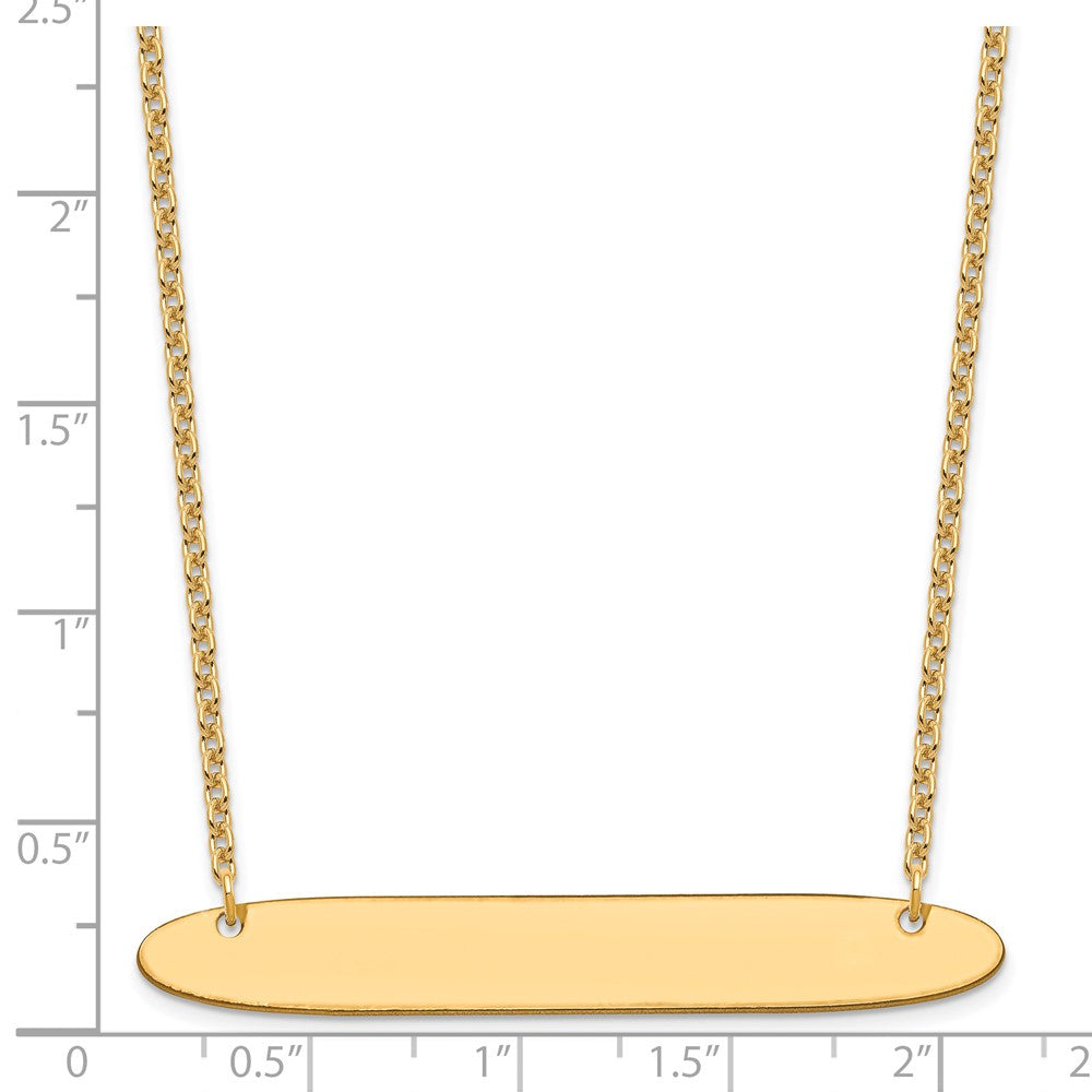 Gold Plated Sterling Silver/Gold Large Oblong Blank Bar Necklace