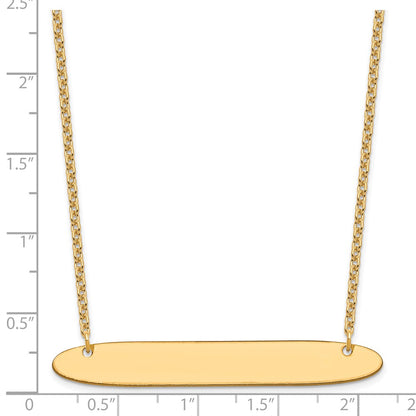 Gold Plated Sterling Silver/Gold Large Oblong Blank Bar Necklace