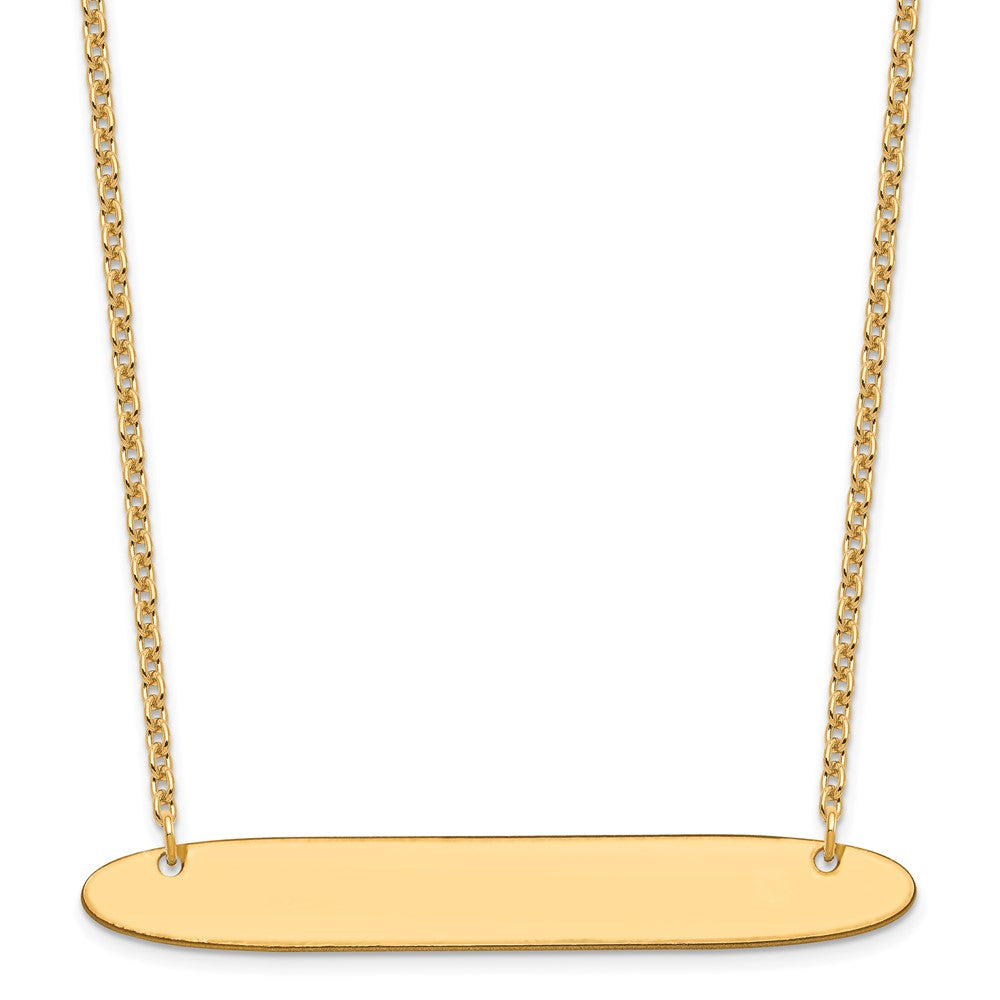 Gold Plated Sterling Silver/Gold Large Oblong Blank Bar Necklace