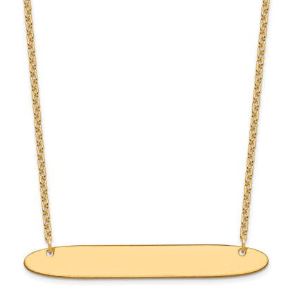 Gold Plated Sterling Silver/Gold Large Oblong Blank Bar Necklace
