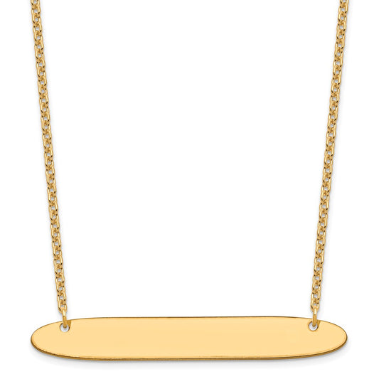 Gold Plated Sterling Silver/Gold Large Oblong Blank Bar Necklace