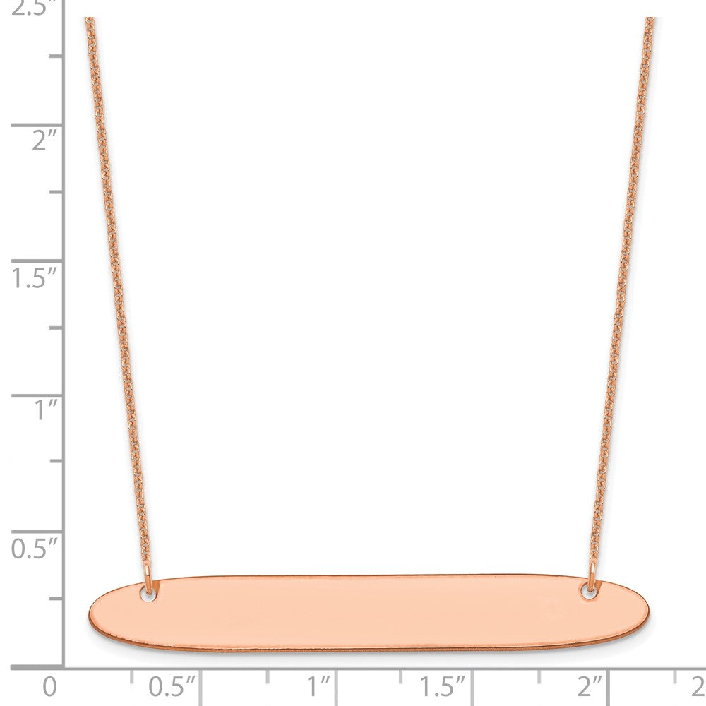 14K Rose Gold Large Oblong Blank Bar Necklace