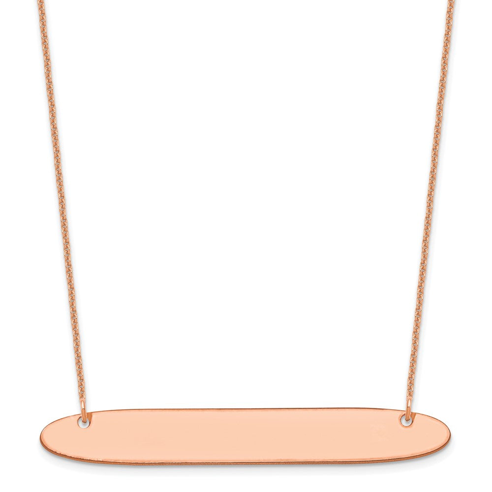 14K Rose Gold Large Oblong Blank Bar Necklace