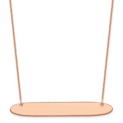 14K Rose Gold Large Oblong Blank Bar Necklace