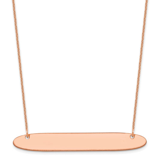 14K Rose Gold Large Oblong Blank Bar Necklace