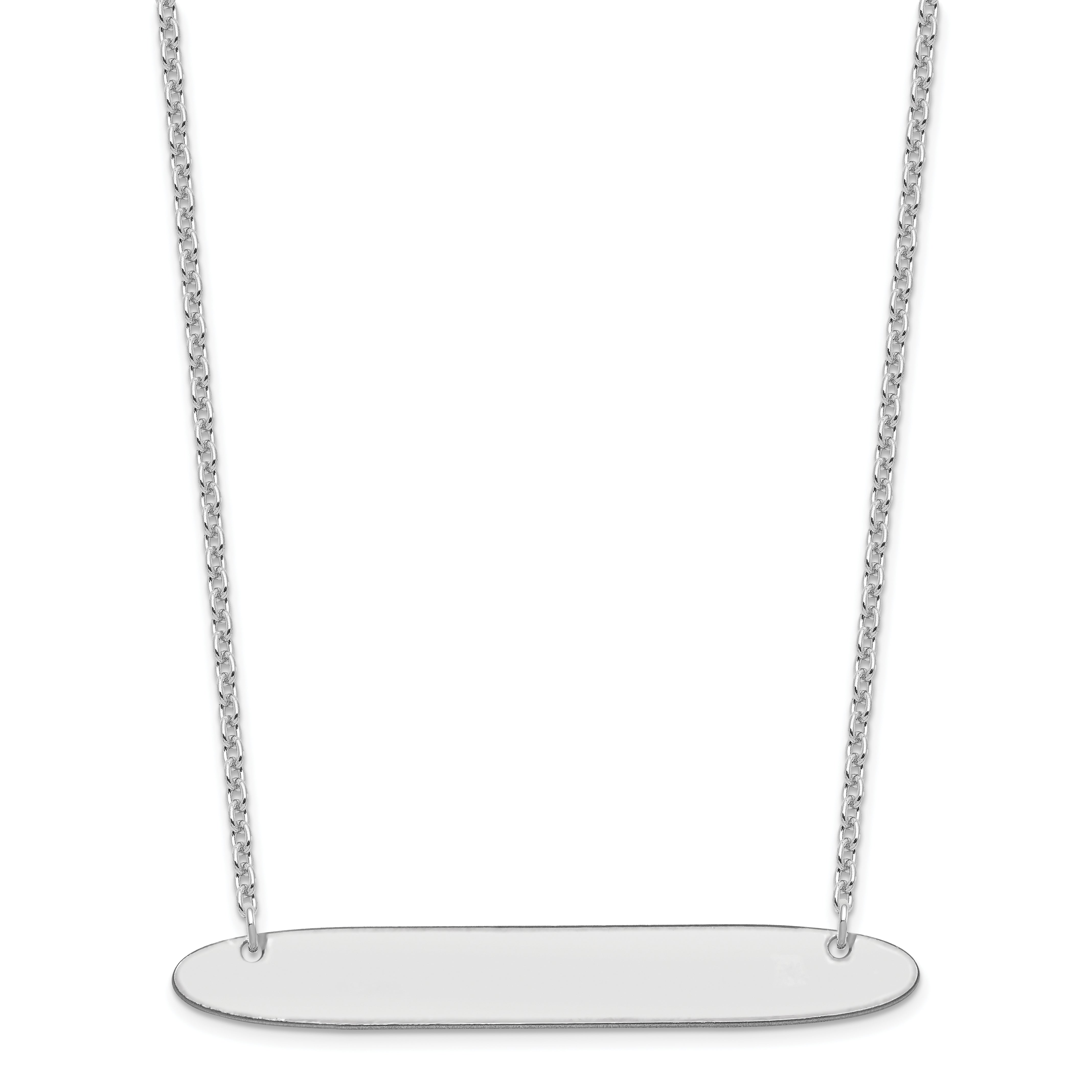 Sterling Silver Silver/Rhodium Plated Large Oblong Blank Bar Necklace