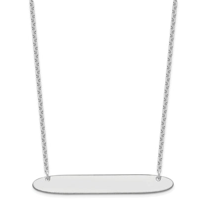 Sterling Silver Silver/Rhodium Plated Large Oblong Blank Bar Necklace