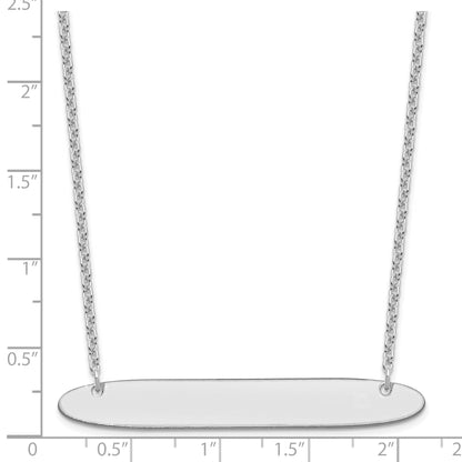 Sterling Silver Silver/Rhodium Plated Large Oblong Blank Bar Necklace