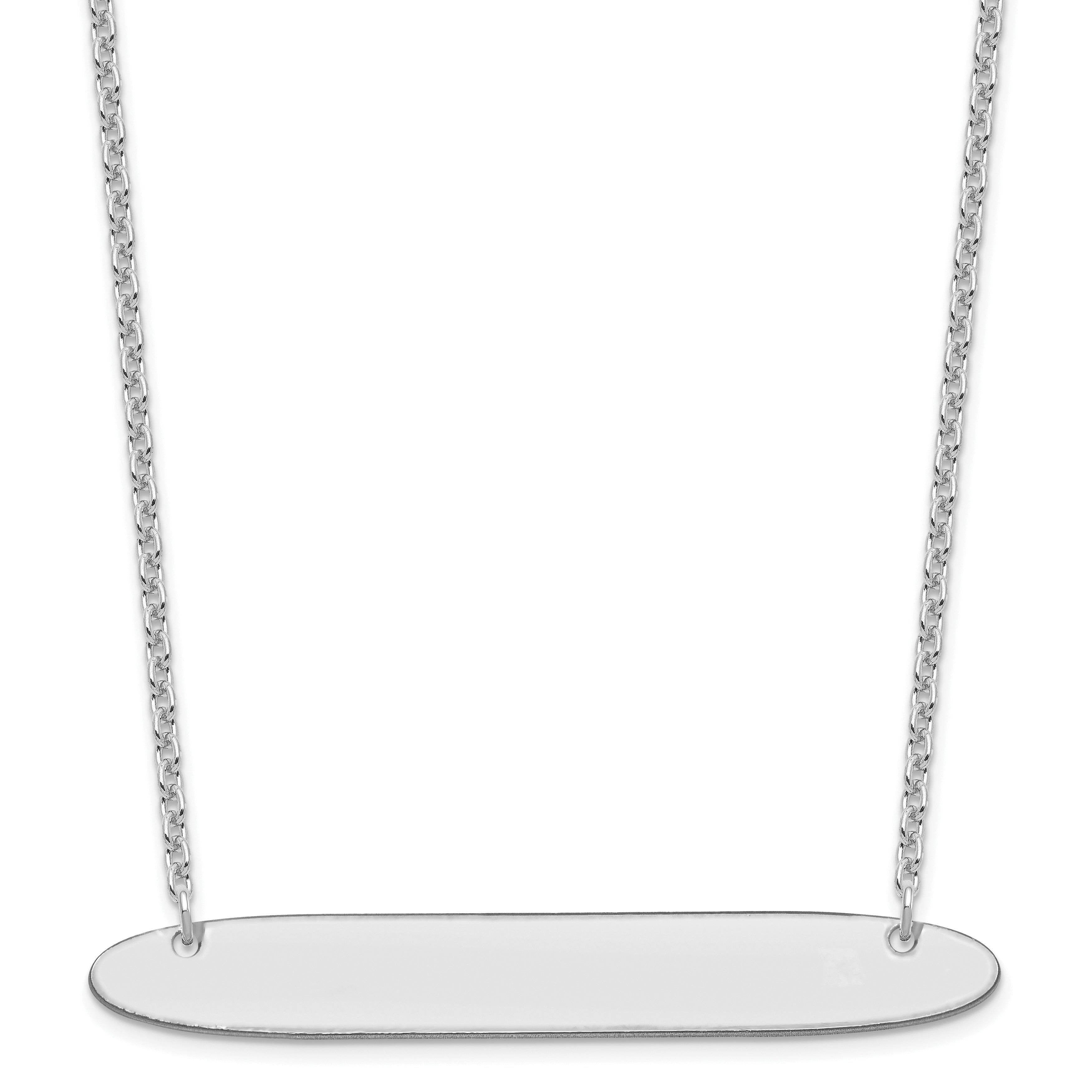 Sterling Silver Silver/Rhodium Plated Large Oblong Blank Bar Necklace