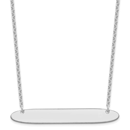 Sterling Silver Silver/Rhodium Plated Large Oblong Blank Bar Necklace