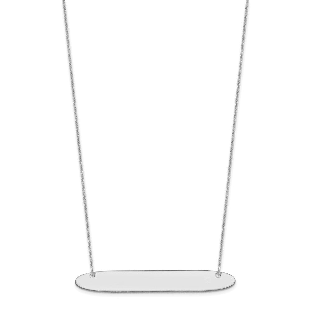 14K White Gold Large Oblong Blank Bar Necklace