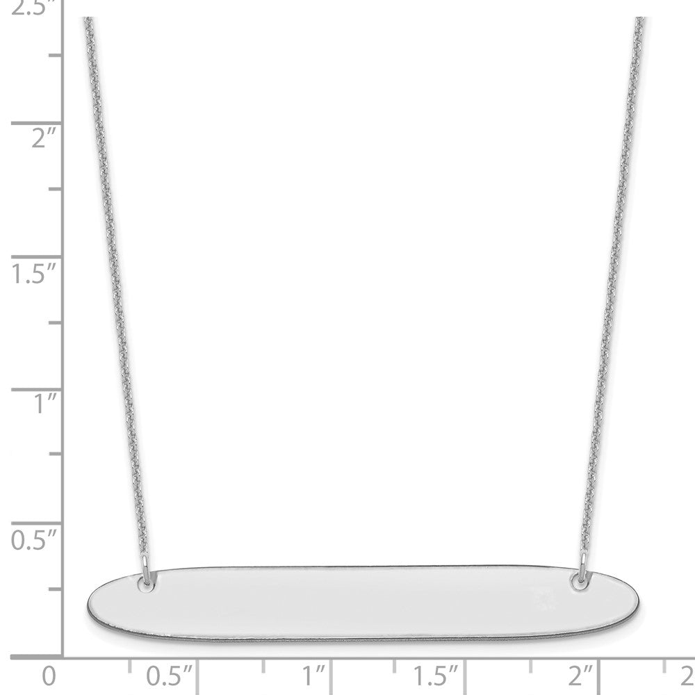 14K White Gold Large Oblong Blank Bar Necklace