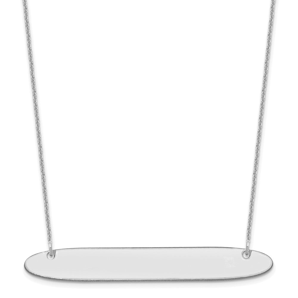 14K White Gold Large Oblong Blank Bar Necklace