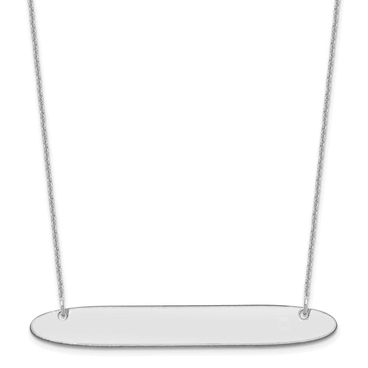 14K White Gold Large Oblong Blank Bar Necklace