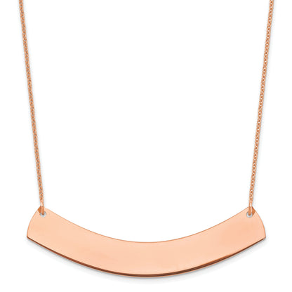 14K Rose Gold Large Curved Blank Bar Necklace