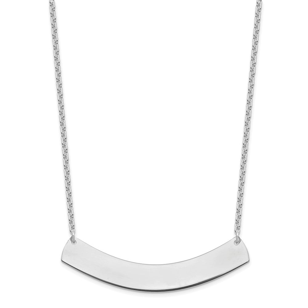 Sterling Silver Silver/Rhodium Plated Large Curved Blank Bar Necklace