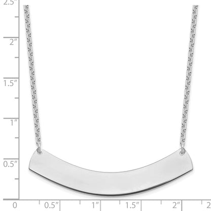 Sterling Silver Silver/Rhodium Plated Large Curved Blank Bar Necklace