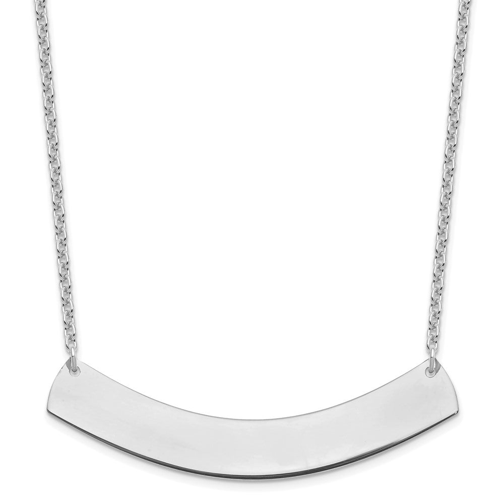 Sterling Silver Silver/Rhodium Plated Large Curved Blank Bar Necklace