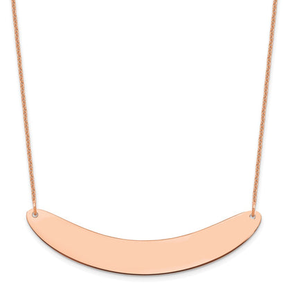 14K Rose Gold Large Curved Blank Bar Necklace