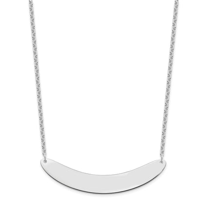 Sterling Silver Silver/Rhodium Plated Large Curved Blank Bar Necklace