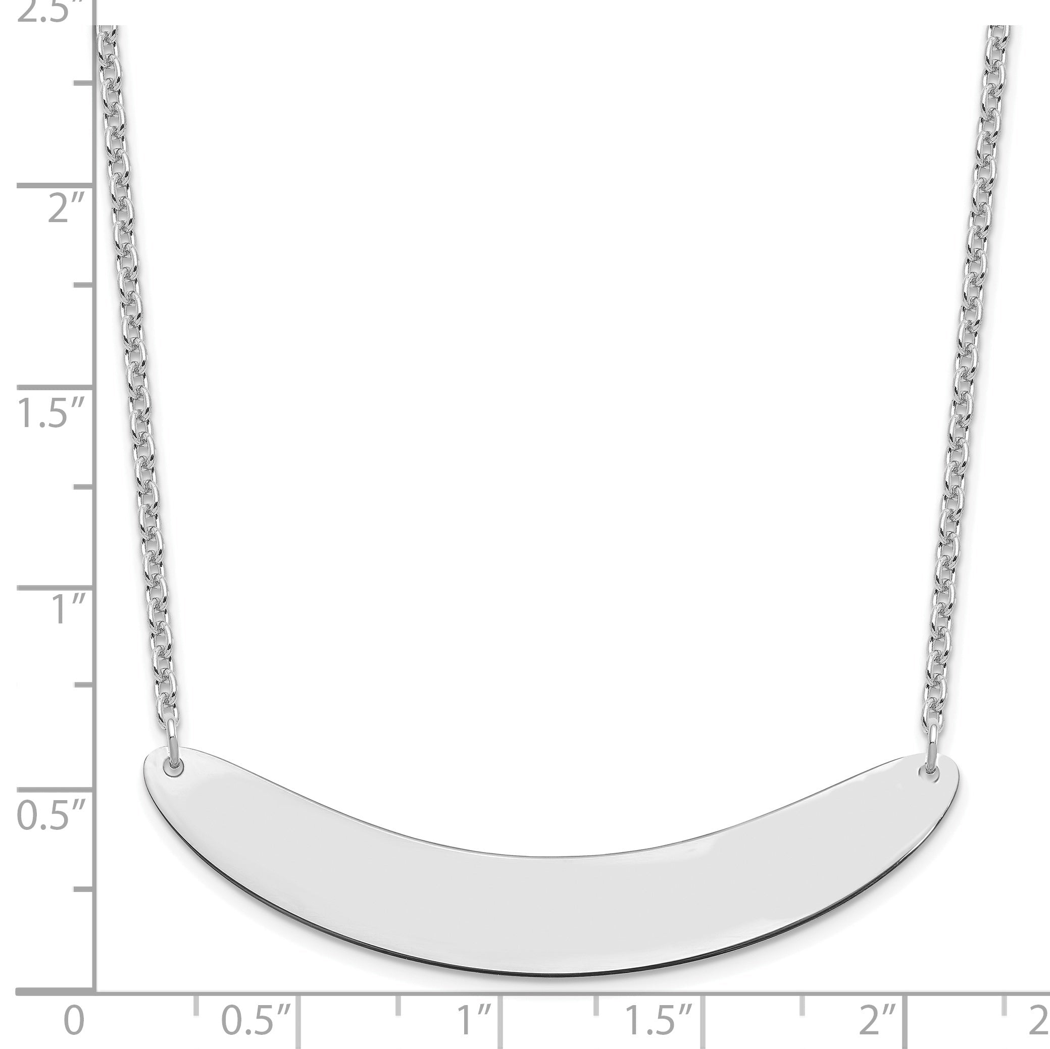 Sterling Silver Silver/Rhodium Plated Large Curved Blank Bar Necklace