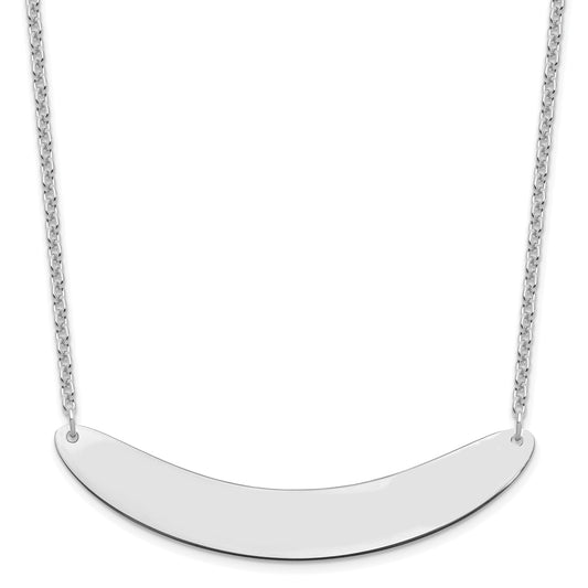 Sterling Silver Silver/Rhodium Plated Large Curved Blank Bar Necklace