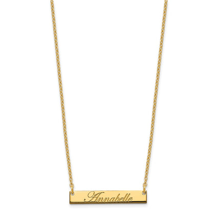Gold Plated Sterling Silver/Gold Small Edwardian Script Bar Necklace